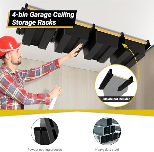 Overhead Garage Storage Rack for Totes (5-Pack for 4 Bins) - Image 4