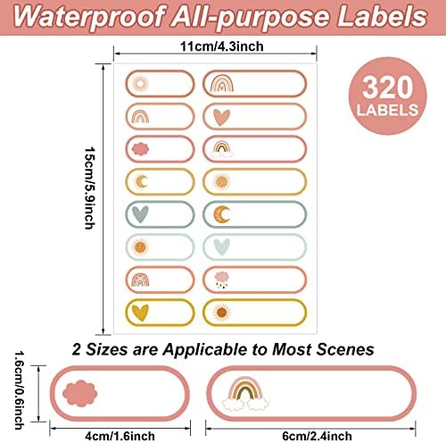 Waterproof Name Labels for Kids Daycare 320 Pcs, Boho - Image 2