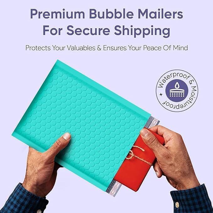 Teal 8.5x12 Inch Poly Bubble Mailers #2 |Self Seal Padded Envelopes | Air - Image 4