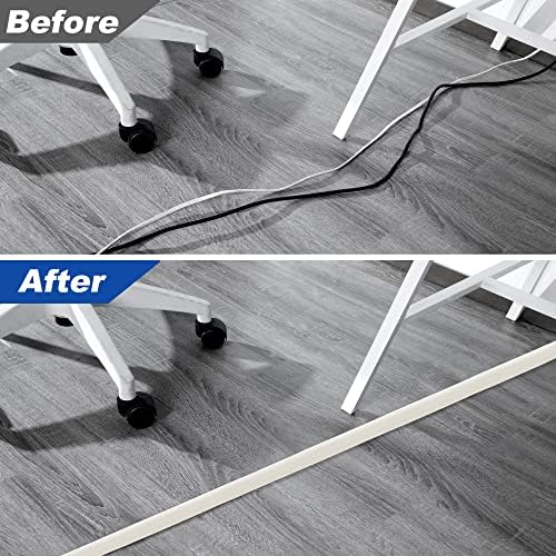 10FT Floor Cord Cover, Beige Cord Hider, Durable Cord Covers, Cable Floor Cover, Floor Cord Protector, Hide Cords, 10 Inches Length, 0.47" W x 0.24" H - Image 6