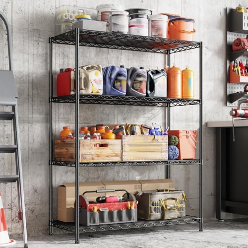 DurayLoly Heavy Duty 4-Tier 620LBS Storage Rack, Adjustable Shelves, Black - Image 7