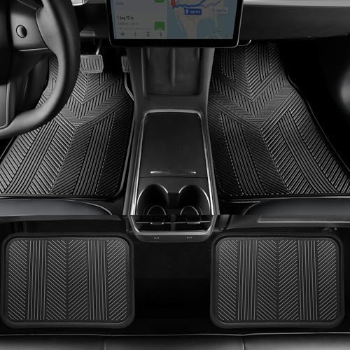 CAR PASS Universal Car Floor Mats & Cargo Liner Full Set, Waterproof Anti-Slip Rubber Trim to Fit Trunk Mats All Weather Protection Fit Car SUV Sedan Coupe Vehicle Automotive 5 Pieces, S-M Size Black - Image 5