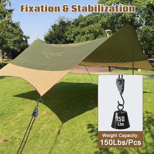 Longer 1/4" Adjustable Rope Hanger 4Pcs 12FT Tie Down Ropes - Image 3