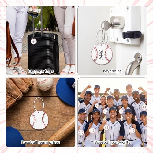 19 Pcs Baseball Luggage Tags, Baseball Party Favors Suitcase Labels with Pen, Metal Ring Name ID Card and DIY Pocket for Sports Team Travel Baggage Identifiers for Men Women - Image 6