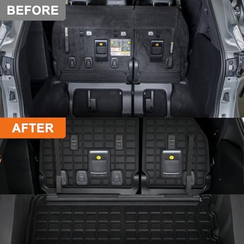 Cargo Mat with Backrest Protection for 2021-2025 2026 Toyota Sienna, TPE All Weather Protection Cargo Liner with Velcro Rear Seats Backrest car Accessories-Black - Image 3