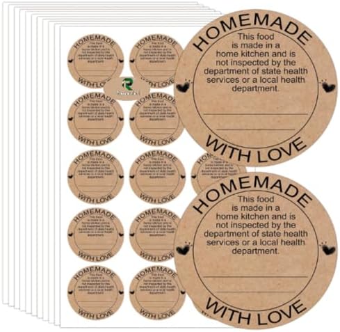 500 Cottage Food Labels, 2-Inch Kraft Paper Stickers by Remerabel