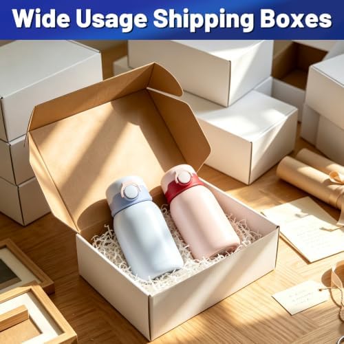 Wowxyz 14x8x5" Shipping Boxes 20 Pack White Corrugated Cardboard Box - Image 4
