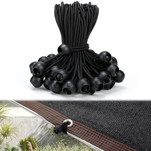 Aulock 50pcs 6in Heavy-Duty Bungee Cords with Balls for Tarp Shade Cloth by Aulock