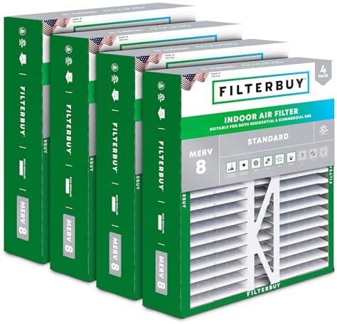 Filterbuy 16x22x5 Air Filter MERV 8 Dust & Allergy Defense (4-Pack) by Filterbuy