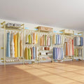Timate F6 Wall Mounted Clothes Rack - Expandable Industrial Pipe Closet System, Heavy Duty Hanging Garment Rack, Closet Organizer & Storage Solution for Wardrobe, Bedroom,Walk-in Closets,Gold by SturdyWallMountedClothesRack