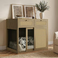 PureCozy Wooden Dog Crate Furniture, Left Unit, 40 Inch, Light Oak by PureCozy