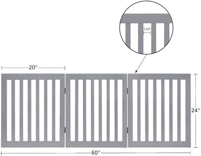 Unipaws Indoor 3 Panels Classic Freestanding Wooden Foldable Pet Gate - Image 4
