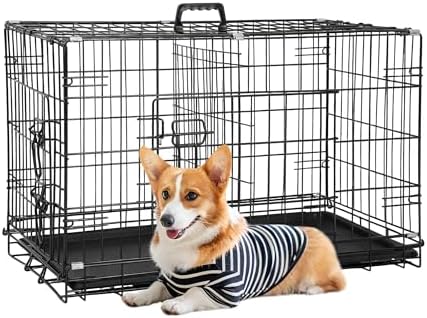FDW | 30" Foldable Metal Dog Crate | Dark Black | Cage for Medium Dogs by FDW