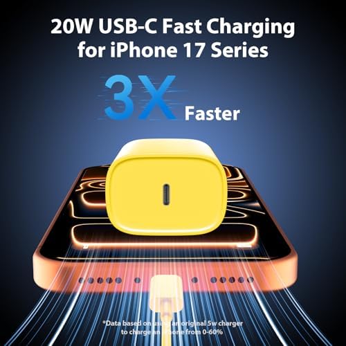 Phone 17 16 15 Charger Fast Charging Type C Chargers USB C Fast Charger Block & Phones 17 Charger Cord 10FT Long USB C Charging Cable for i.Phone 17/17 Pro/17 Pro Max/Air/Phone 16 15 Pro Max,Yellow - Image 5