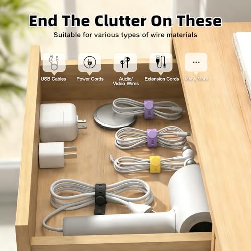 56Pcs Silicone Cable Ties Reusable, Multipurpose Cable Management Organizer, Adjustable Fastening Cable Straps with Locking Buckles, High Elasticity Cord Organizer, Travel Essentials - Image 2