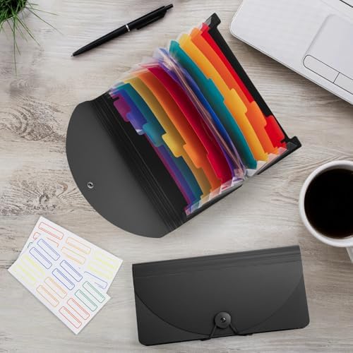 13 Pocket A6 Receipt Organizer, 2 Pack Small Accordion File Organizer, Coupon Organizer with Labels - Black - Image 5
