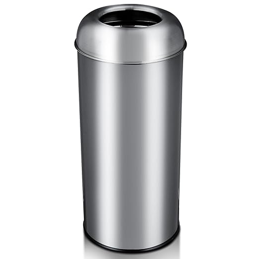 65L/17 Gallon Tall Commercial Trash Can, Large Capacity Brushed Stainless Steel by TROPOW