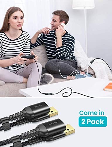 AINOPE 2 Pack USB Extensions Cable High Speed USB 3.0 Extension Cord Type A Male to Female Sturdy Braided Material Fast Data Transfer Compatible with USB Keyboard,Mouse,Flash Drive,Black,6.6FT+6.6FT - Image 6
