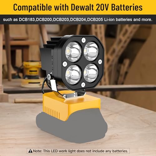 Azocek LED Work Light Compatible with Dewalt 20V Battery 6000LM Flashlight - Image 6
