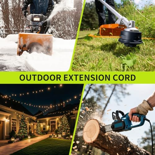 16/3 Black Extension Cord 30 FT, Outdoor Extension Cord for Lawn - Image 7