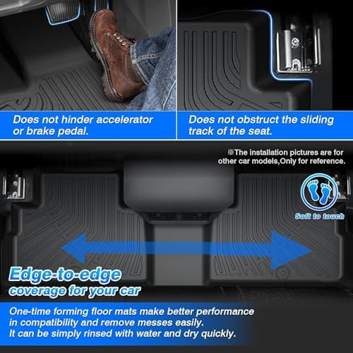Floor Mats for Hyundai Palisade 2020-2025, Trunk Mat with Back Seat Cover for Palisade Accessories, All Weather Cargo Liner 3 Rows Full Set Carpet Protection - Image 6