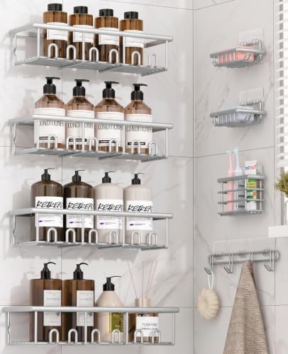 8 Pack Adhesive Bathroom Holders & Dispensers for Kids & Adults, Silver by Unknown