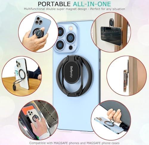 Doflyesky Magnetic Phone Ring Grip Holder, Dual-Sided Magnetics Adjustable Gym Finger Ring Grip Kickstand, Removable Phone Grip, for iPhone, iPad and Smartphones - Image 6