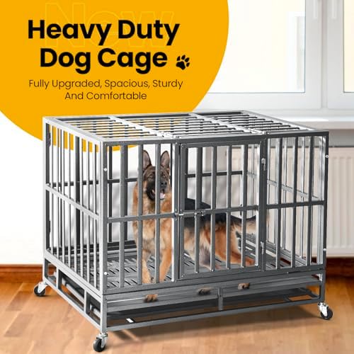 Oranland 38 Inch Heavy Duty Dog Crate for High Anxiety Large Dogs,Silver - Image 7