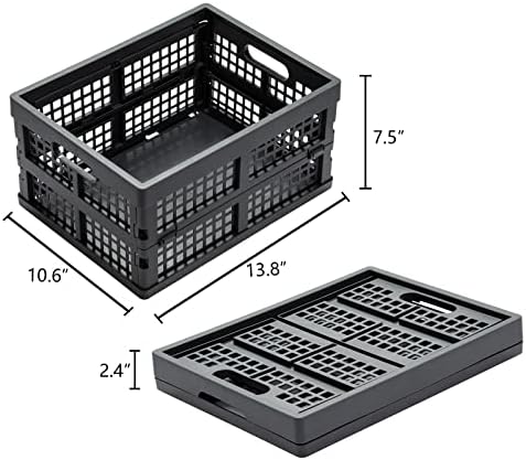 Eslite 16L Collapsible Storage Crates,Folding Plastic Crates for Storage,Pack of 4,Gray - Image 3