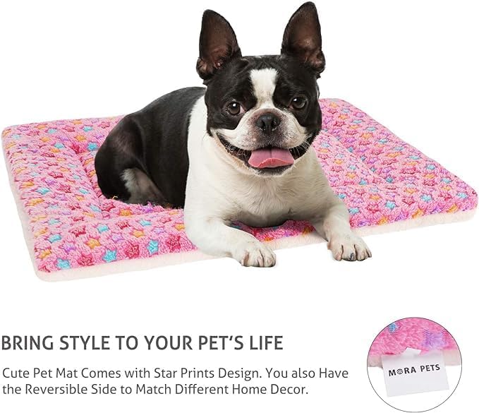 Mora Pets Dog Crate Pad Bed Ultra Soft Pet Mat Star Print Pink 29 x 21 Inch - Image 5