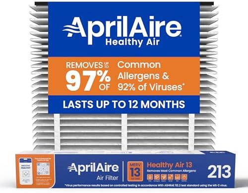 Genuine AprilAire 213 Replacement Filter for AprilAire Whole-House Air Purifiers - MERV 13, Healthy Home Allergy, 20x25x4 Air Filter (Pack of 1) by AprilAire