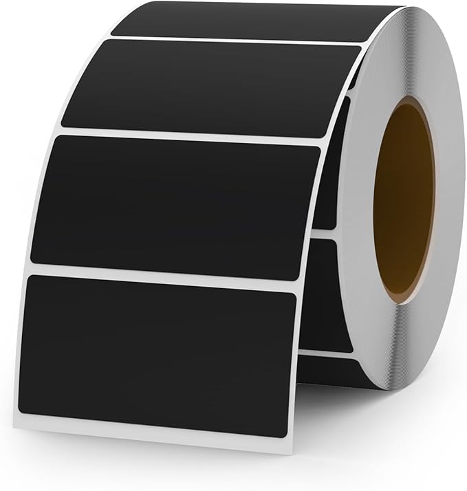 Black Color Coding Labels 1 × 2 Inches Self-Adhesive Vinyl Rectangle Stickers by YIKIADA