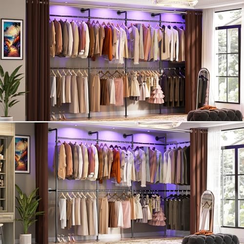 Aheaplus Industrial Pipe Clothing Rack, Reversible 13FT Clothes Rack - Image 2
