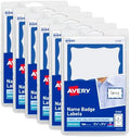 Avery Customizable Name Tags, 2-1/3" x 3-3/8", White with Blue Border, Removable Adhesive, 100 Name Badge Labels per Pack, Great for Meetings, Events, and More (6 Packs of 44144) by Avery
