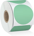 Misofuki 2" 750 Labels Green Circle Direct Thermal Stickers Labels Roll by Misofuki