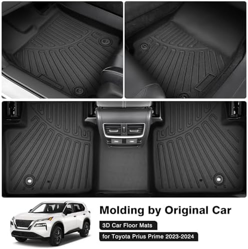 Powerty Floor Mats for 2021-2023 2024 2025 2026 Nissan Rogue (NOT for Rogue Sport) All Weather 3D TPE Anti-Slip Car Liners for 1st & 2nd Row Accessories - Image 2