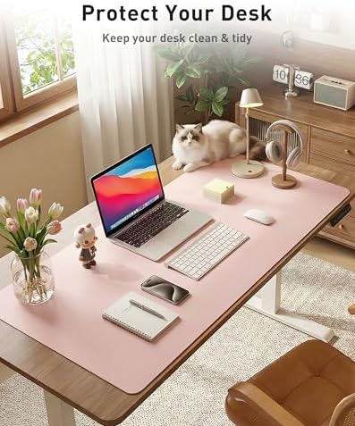 Aothia Faux Leather Desk Mat - Large Mouse Pad, Non-Slip PU Leather Blotter, Waterproof Writing Surface for Office and Home (Fairy Pink, 63" x 24") - Image 3
