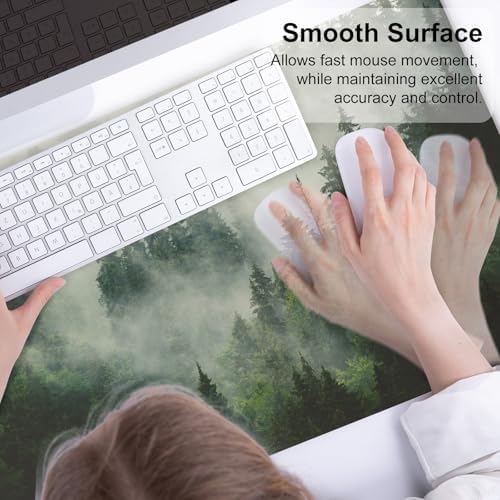 QIYI PU Leather Large Mouse Pad, Waterproof Desk Mat, 31.5" x 15.7", Forest - Image 5