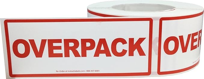 Air Specialty Overpack Labels 2 1/2 x 6 Inch 500 Adhesive Stickers Per Roll - Image 2