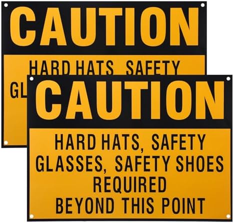 2 PCS Hard Hats Safety Glasses Safety Shoes Required Sign by Unknown