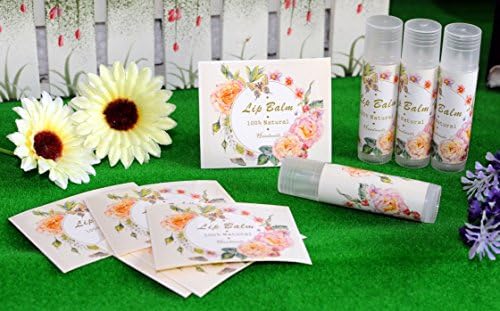 Homemade Skincare Products Adhesive Labels Stickers for Lip Balm Handcream Candle Container Tubes 20pcs (Lip Balm - Beige Floral) - Image 2