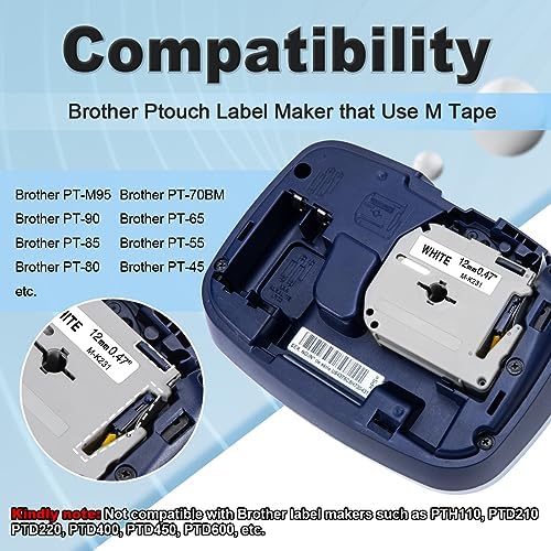 Labelife M-K231 Label Tape Replacement for Brother P Touch M Tape 12mm 0.47 - Image 2