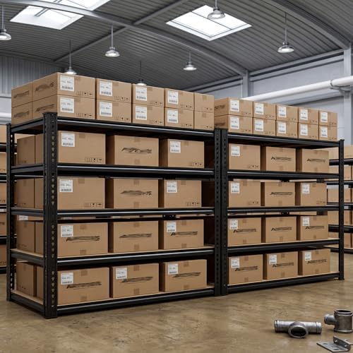Romorgniz 48" W Garage Shelves 5 Tier Storage Shelves Organizers,3000LBS Heavy Duty Adjustable Shelving Unit,Garage Shelves Metal Shelf for Basement, Warehouse,Commercial,School,72.02" H x 24.4" D,2P - Image 7
