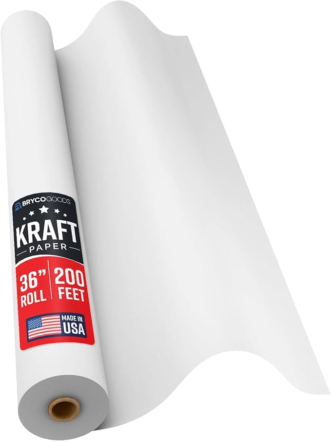 Bryco Goods 36”x2400” White Wrapping Paper – Kraft Paper Roll by BrycoGoods