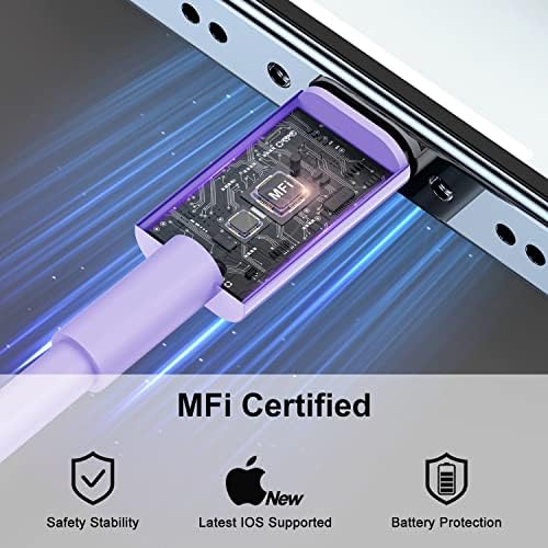 2Pack Purple Fast Charger Cable 10ft [Apple MFi Certified], USB Type C to Lightning Cable 10 Foot for Apple iPhone 14/13/12 Pro XR XS Max X 8 Plus - Image 3