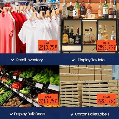 Perco 1 Line Fluorescent Red Sale Labels - 32,000 Blank Price and Date Gun Labels for Perco Lite, X, Plus and Pro 1 Line Price and Date Guns - 32 Rolls, 4 Sleeves - Made in USA - Image 5