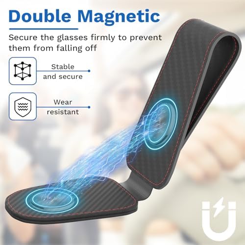 BFXM Car Sunglass Holder, Magnetic Leather Sunglass Holder - Image 6