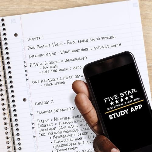 Five Star Spiral Notebook Plus Study App, 1 Subject, College Ruled Paper, 100 Sheets, 8-1/2" x 11", School, Black (72057) - Image 3