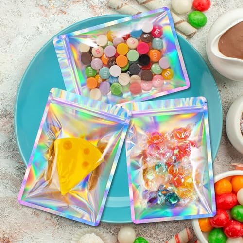 FUNFERY 300 Pack Round Corner Clear Window Holographic Bags Resealable Bags - Image 5