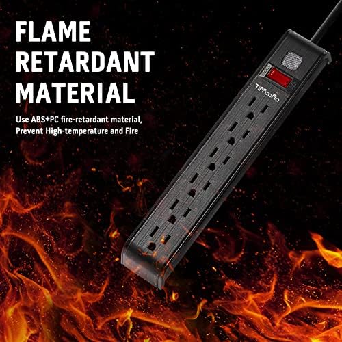 Power Strip Surge Protector, 4 Feet Extension Cord, 600 Joules Surge Protection, Multiple Protection 6 Outlet Strip, ETL Listed, 2 Packs - Image 6